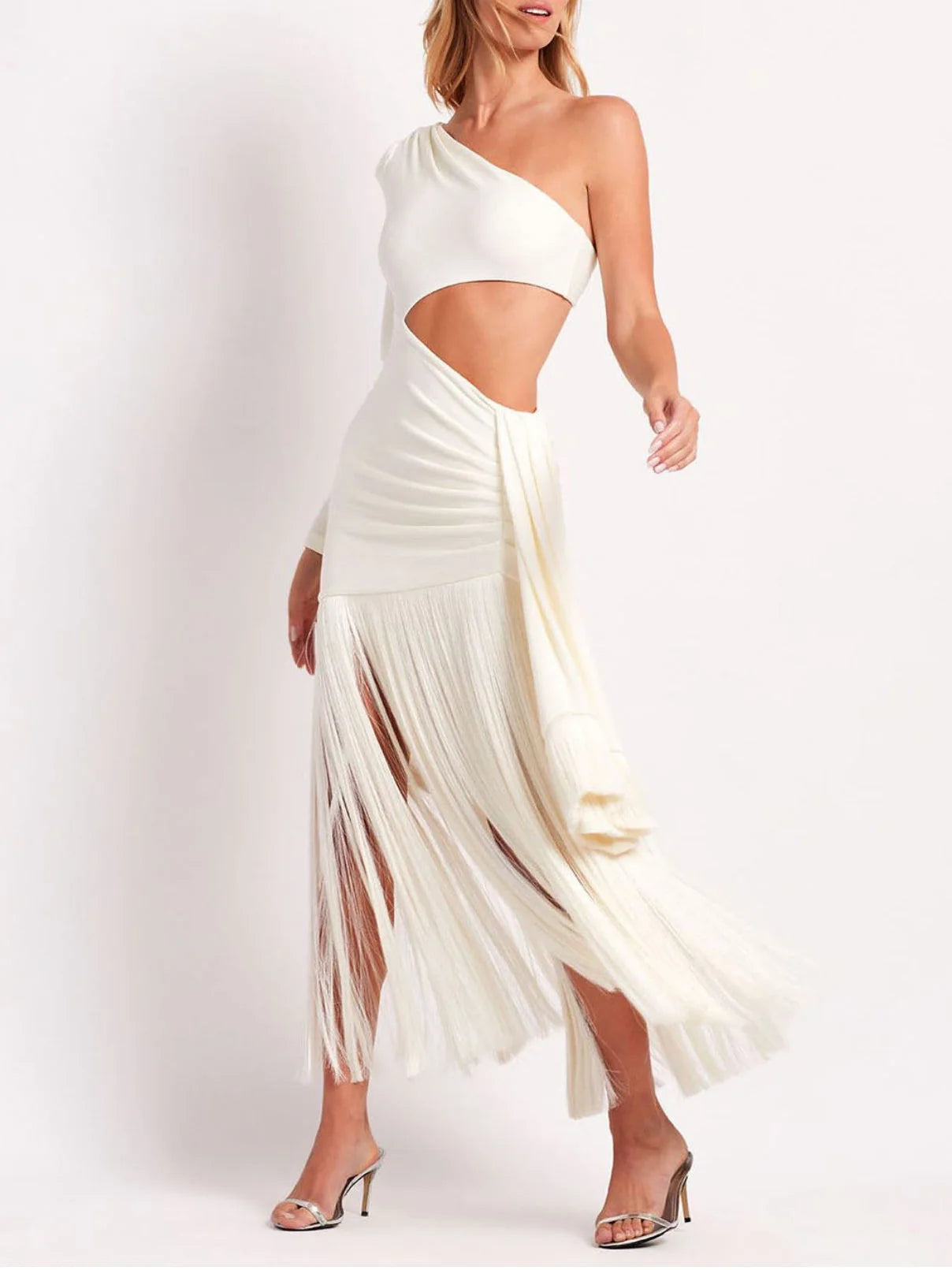 Cut-Out Maxi Jurk met Kwastjes