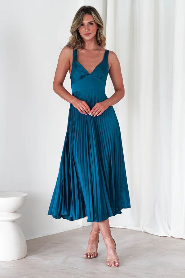 Valentina - Geplooide V-Hals Maxi Jurk