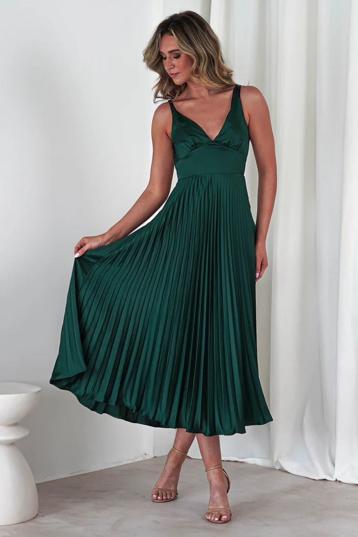 Valentina - Geplooide V-Hals Maxi Jurk