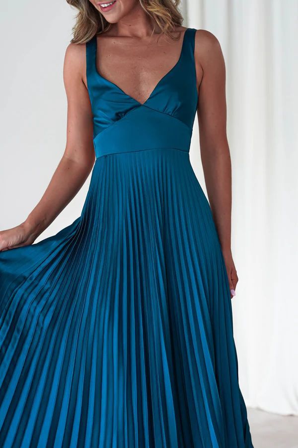 Valentina - Geplooide V-Hals Maxi Jurk