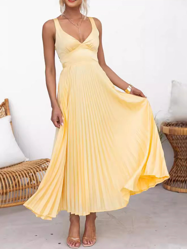 Valentina - Geplooide V-Hals Maxi Jurk