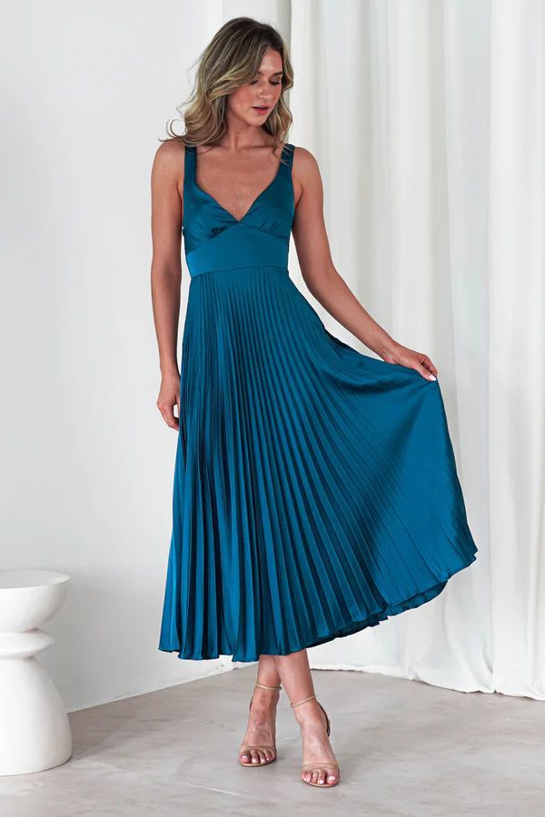 Valentina - Geplooide V-Hals Maxi Jurk
