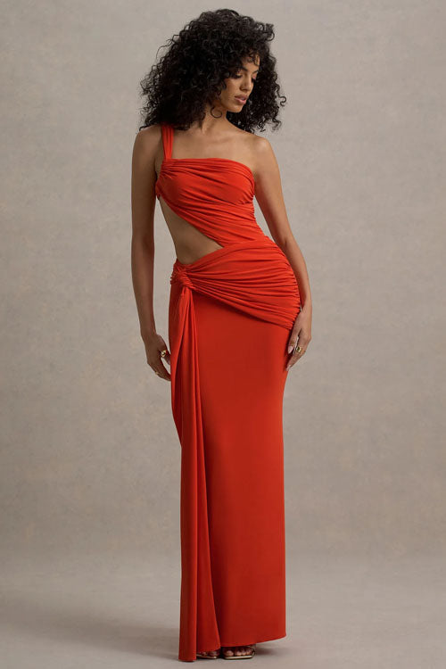 Asymmetrische Lange Jurk in Effen Kleur
