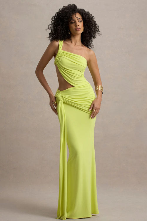 Asymmetrische Lange Jurk in Effen Kleur