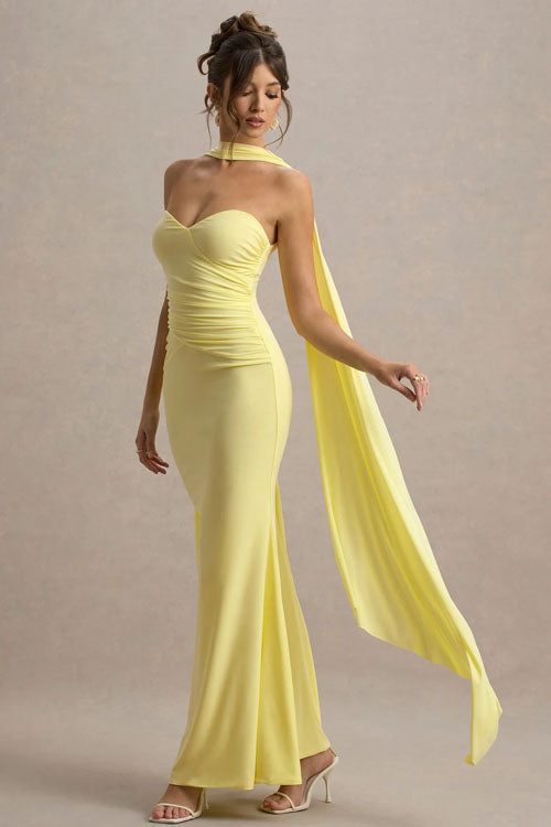 Effen Strapless Lange Jurk