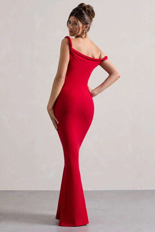 Off-Shoulder Slim Fit Jurk