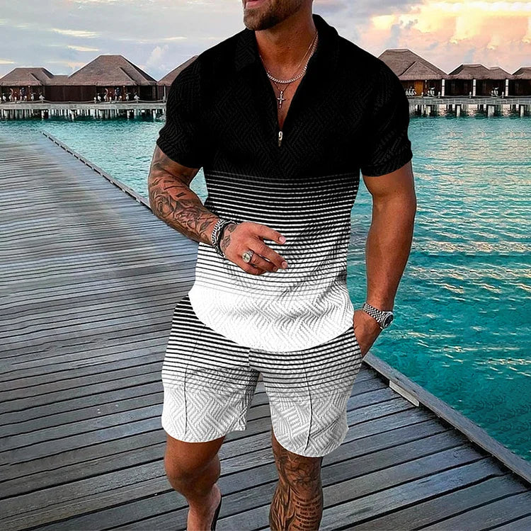 NOAH | POLOSHIRT- & SHORTS-SET IN DIEPZWART