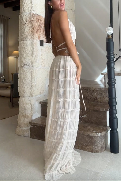 Ruches Halter Crop Top & Maxi Rok Set