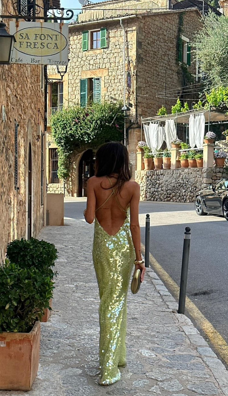 Pailletten Maxi Jurk met Nauwsluitend Silhouet