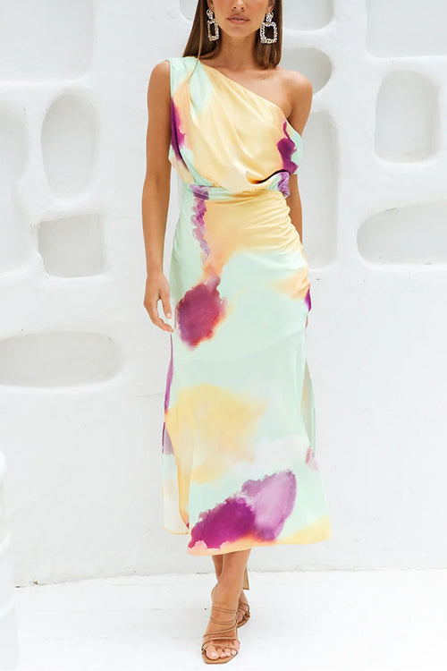 Asymmetrische Tie-Dye Maxi Jurk