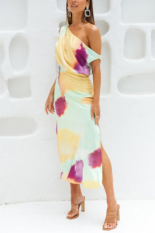 Asymmetrische Tie-Dye Maxi Jurk