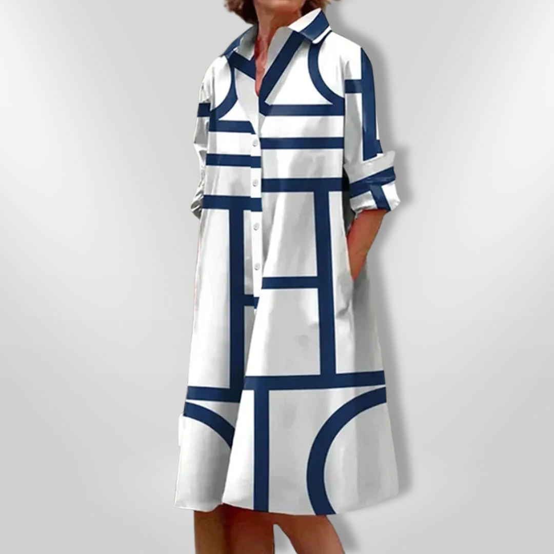 Selma – Casual Midijurk met Zakken en Knopen