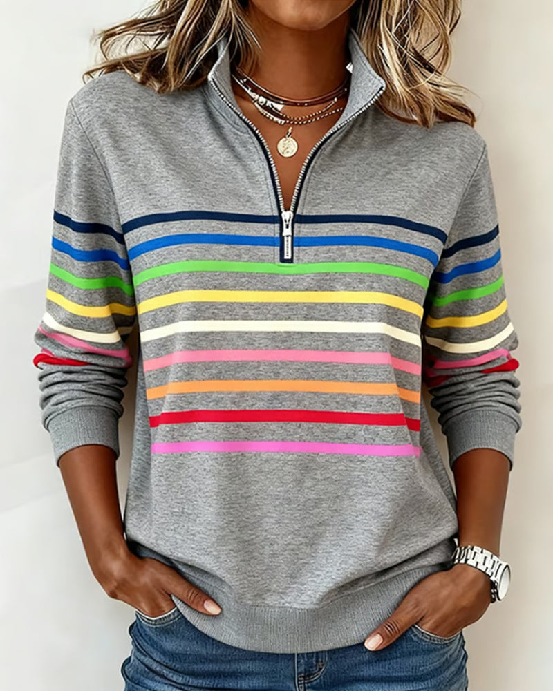 Vienna – Regenbooggestreepte Zip-sweatshirt