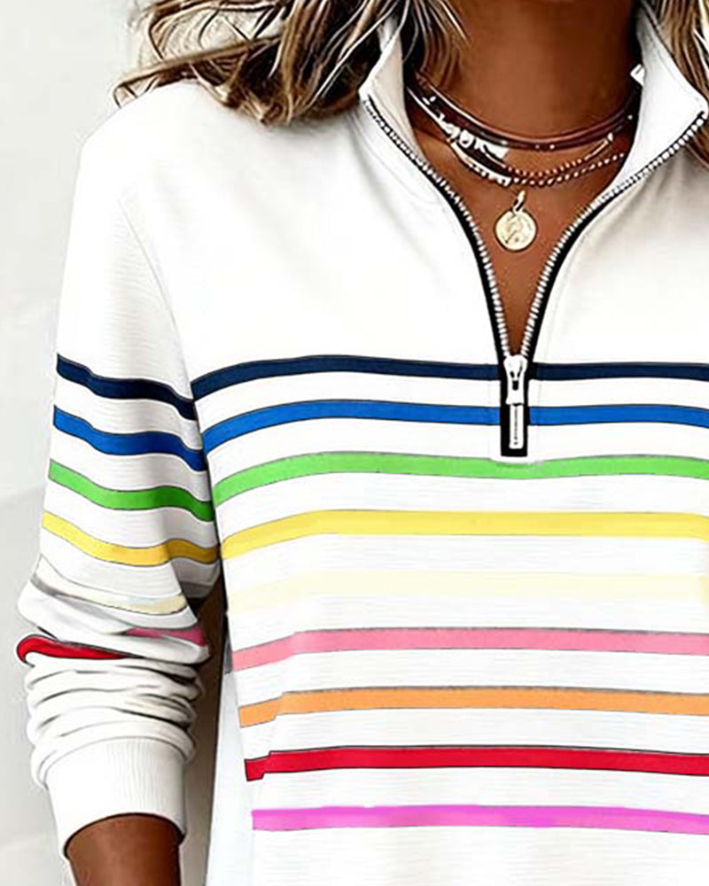 Vienna – Regenbooggestreepte Zip-sweatshirt