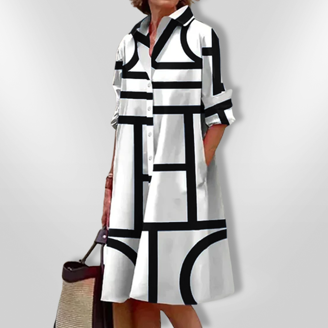 Selma – Casual Midijurk met Zakken en Knopen