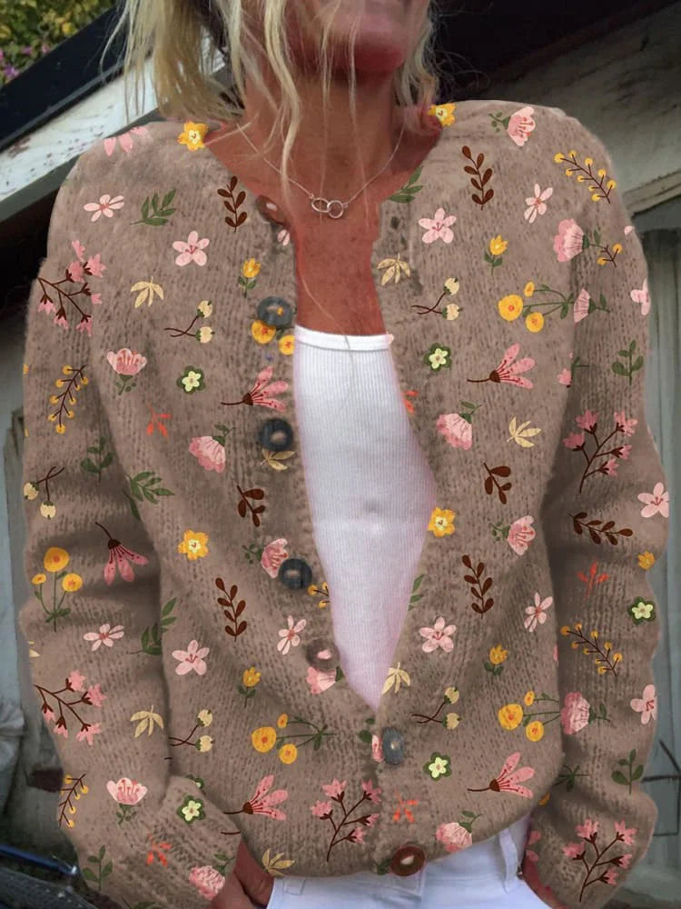 Eva | Gebreid vest met bloemenmotief