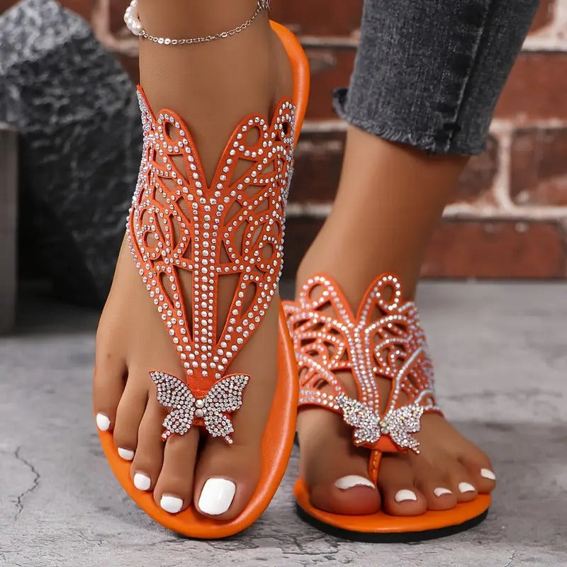 Rosalia – Elegante Leren Sandalen met Vlinderversiering