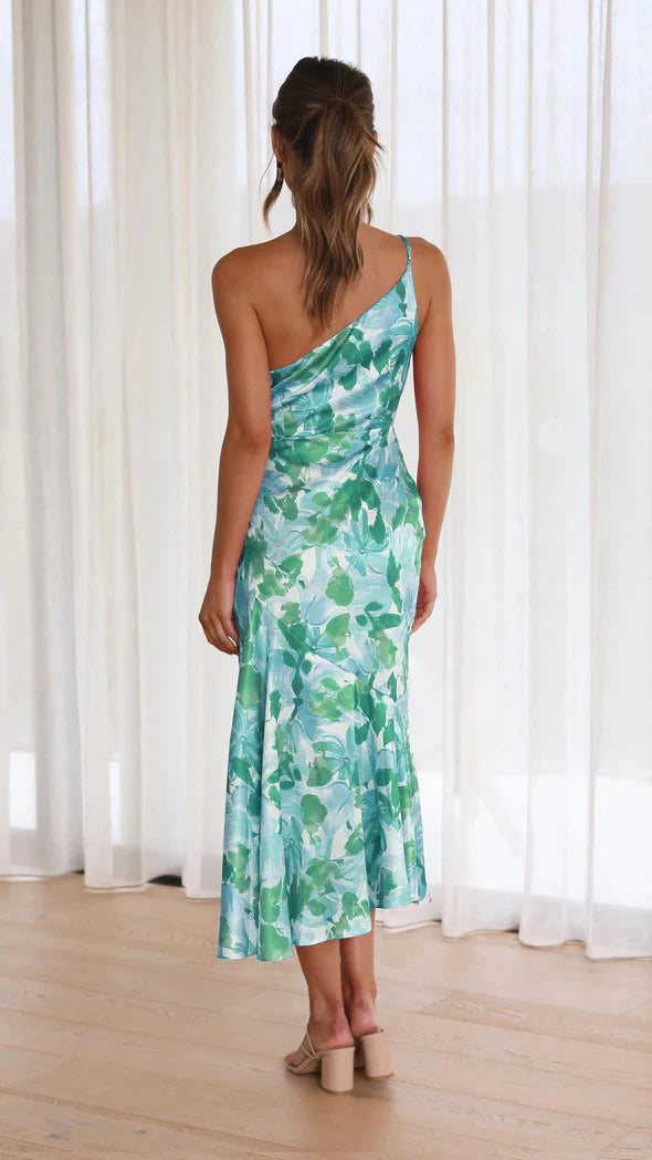 Sanne – Asymmetrische Maxi-jurk met Bloemenprint