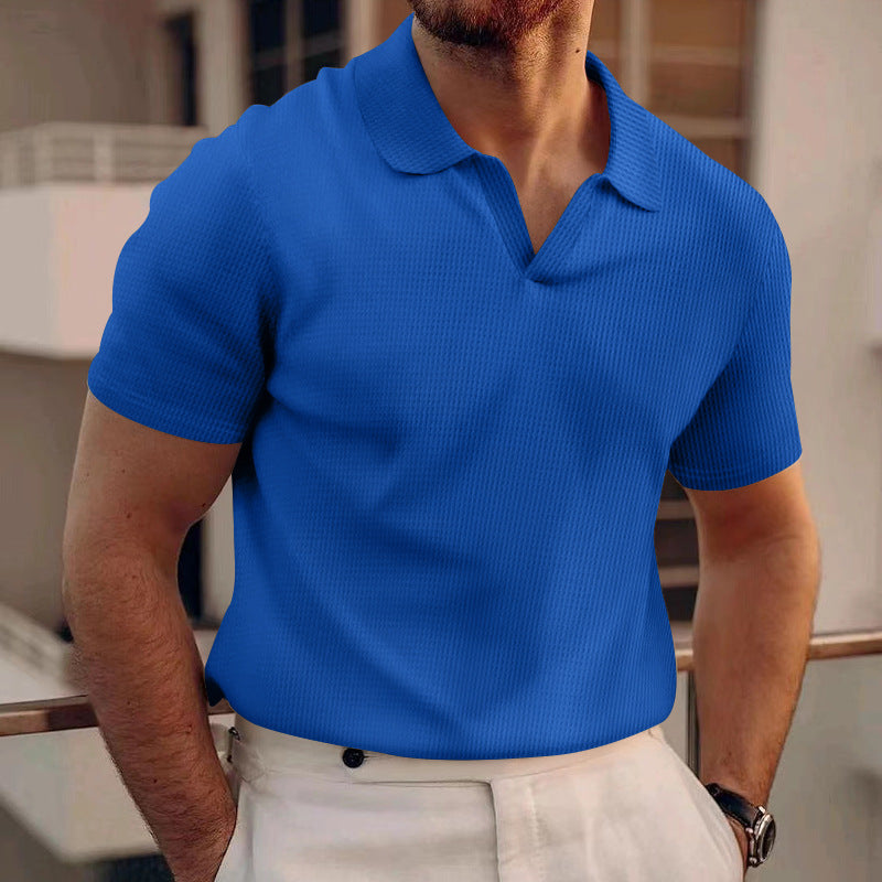 Milo – Geribd Poloshirt met V-hals