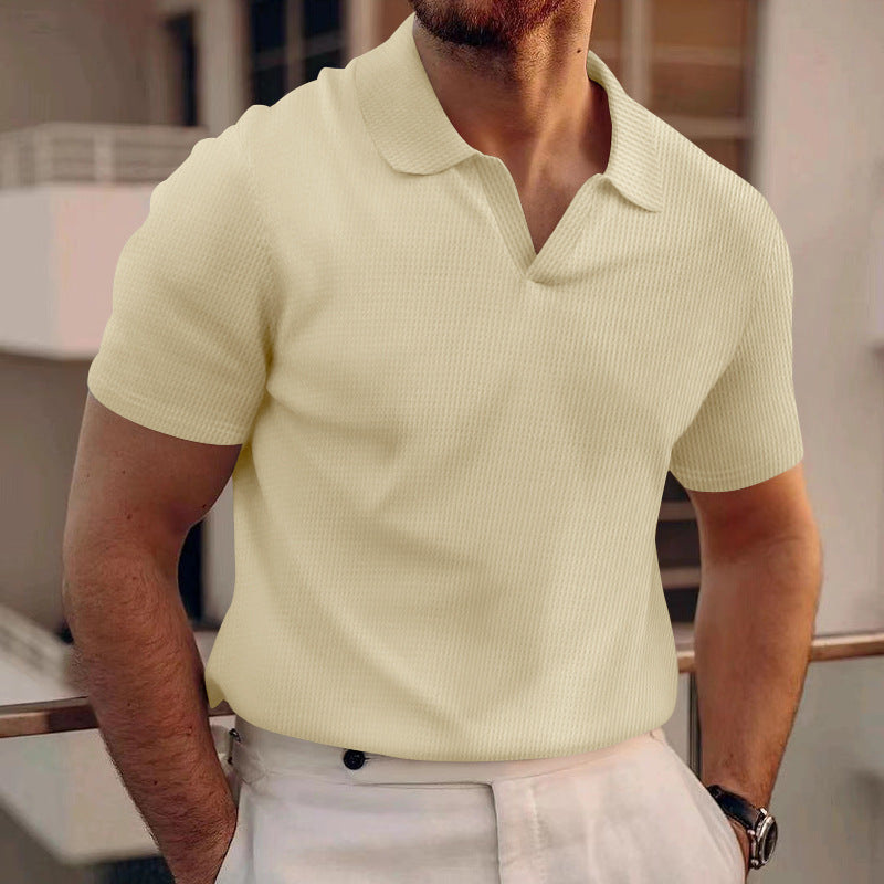 Milo – Geribd Poloshirt met V-hals