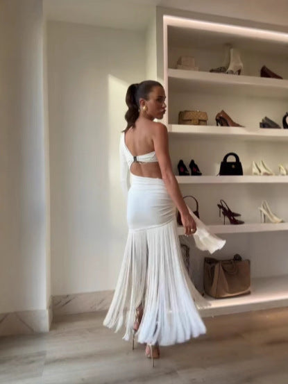 Cut-Out Maxi Jurk met Kwastjes