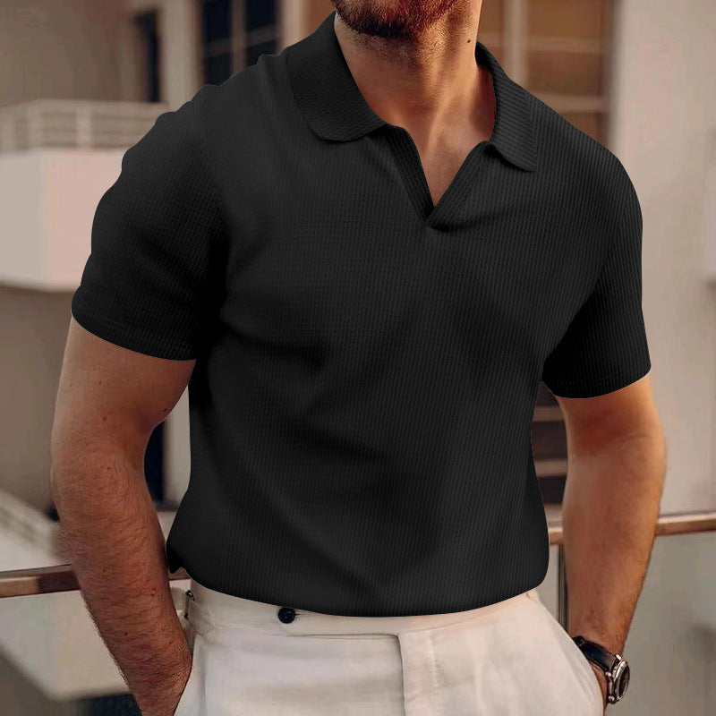 Milo – Geribd Poloshirt met V-hals