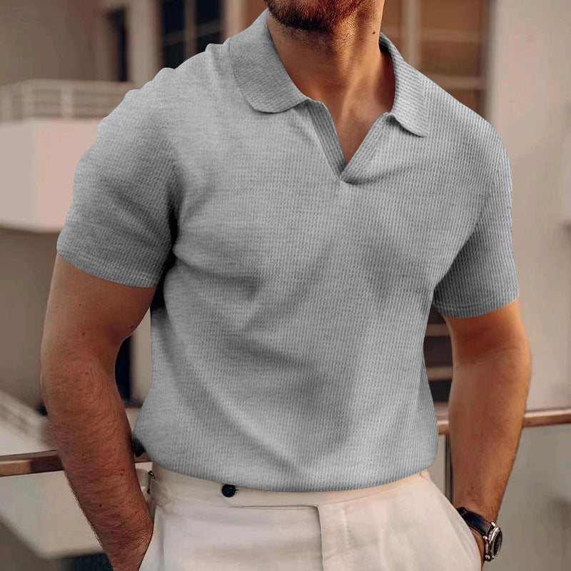 Milo – Geribd Poloshirt met V-hals