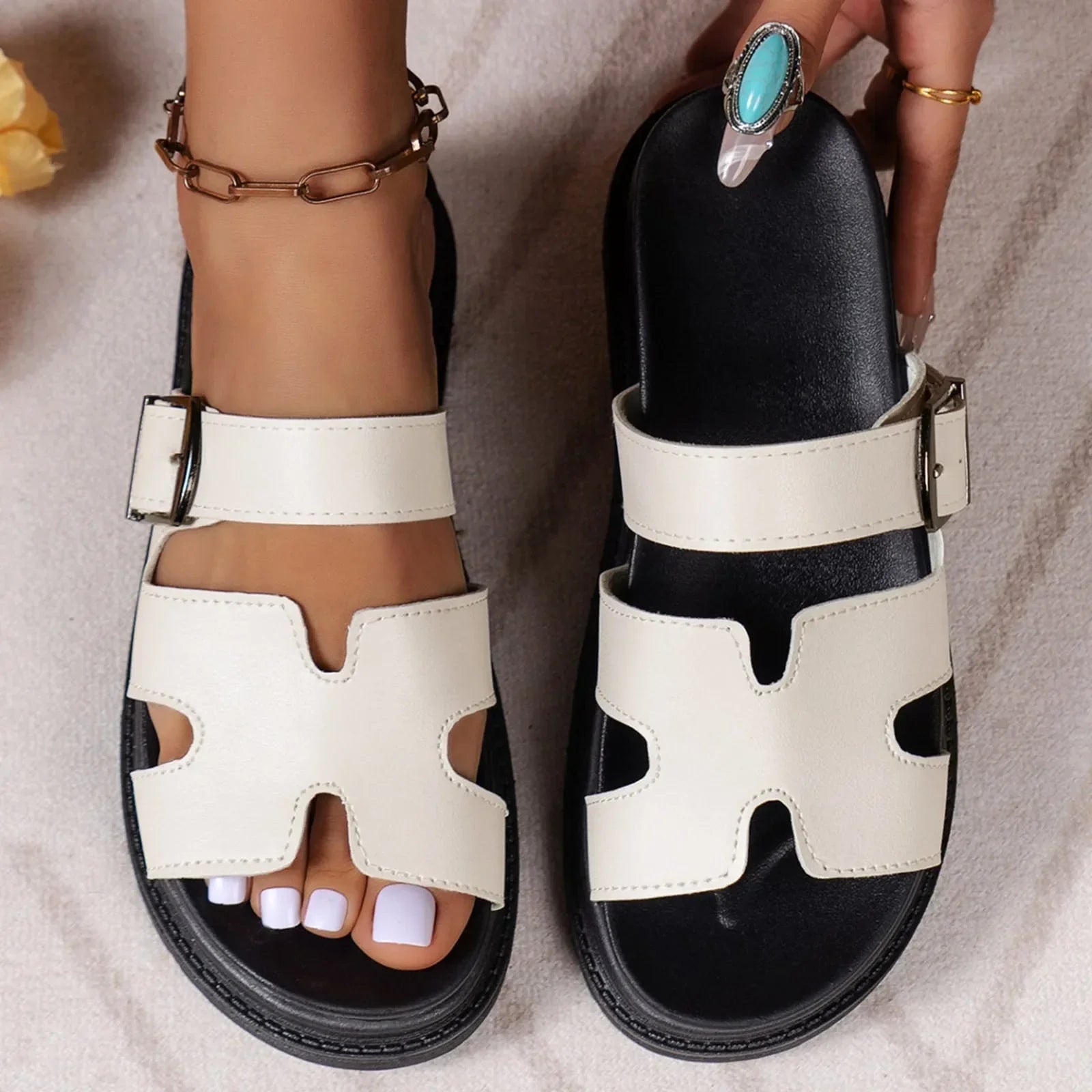 Sabina Leren Sandalen