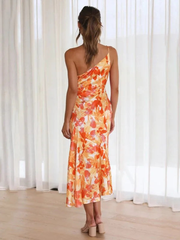 Sanne – Asymmetrische Maxi-jurk met Bloemenprint