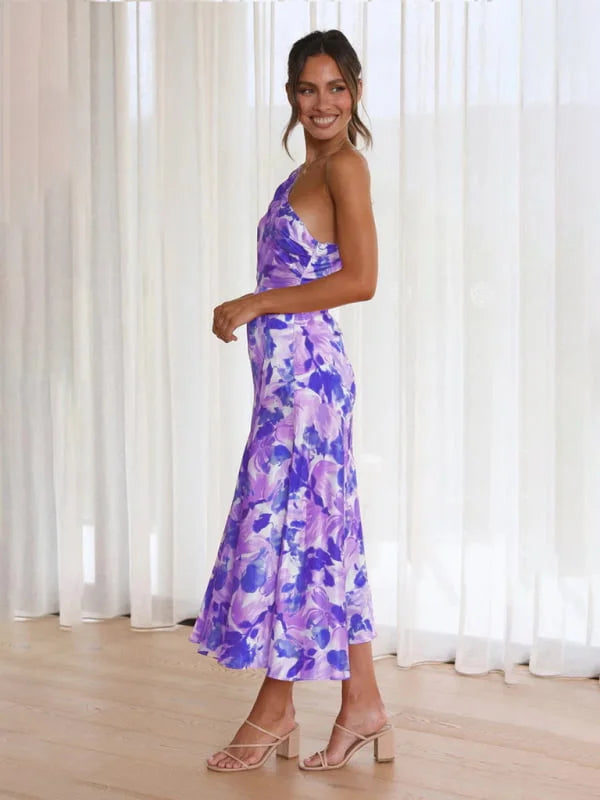 Sanne – Asymmetrische Maxi-jurk met Bloemenprint