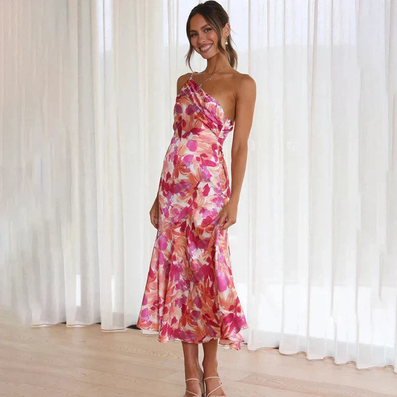 Sanne – Asymmetrische Maxi-jurk met Bloemenprint