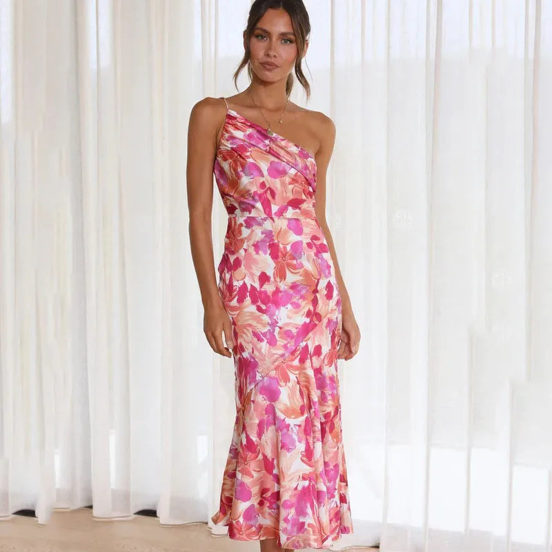 Sanne – Asymmetrische Maxi-jurk met Bloemenprint