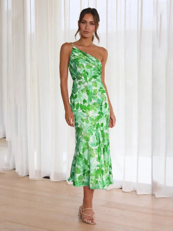 Sanne – Asymmetrische Maxi-jurk met Bloemenprint