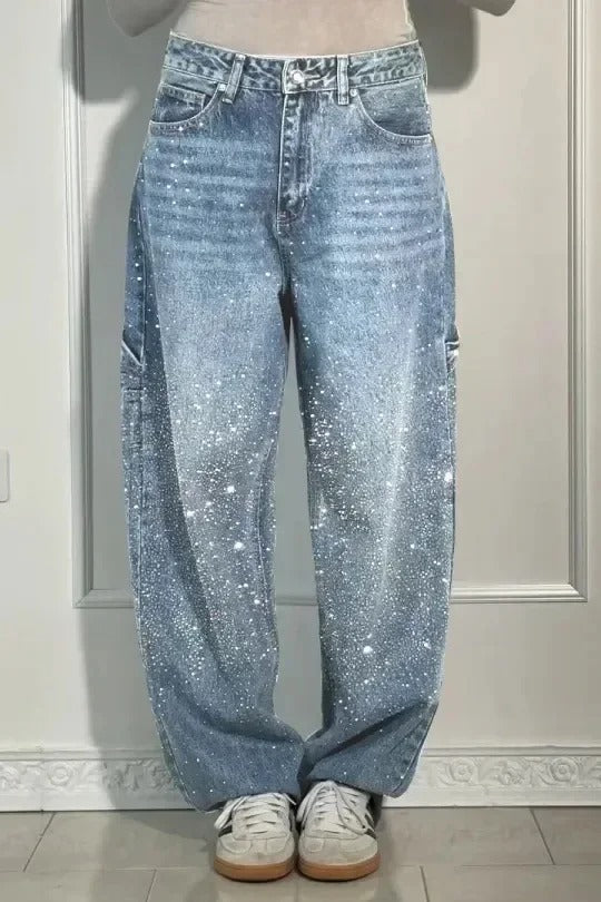 Amalia | Hoge taille broek met wijde pijpen en knoopzakken