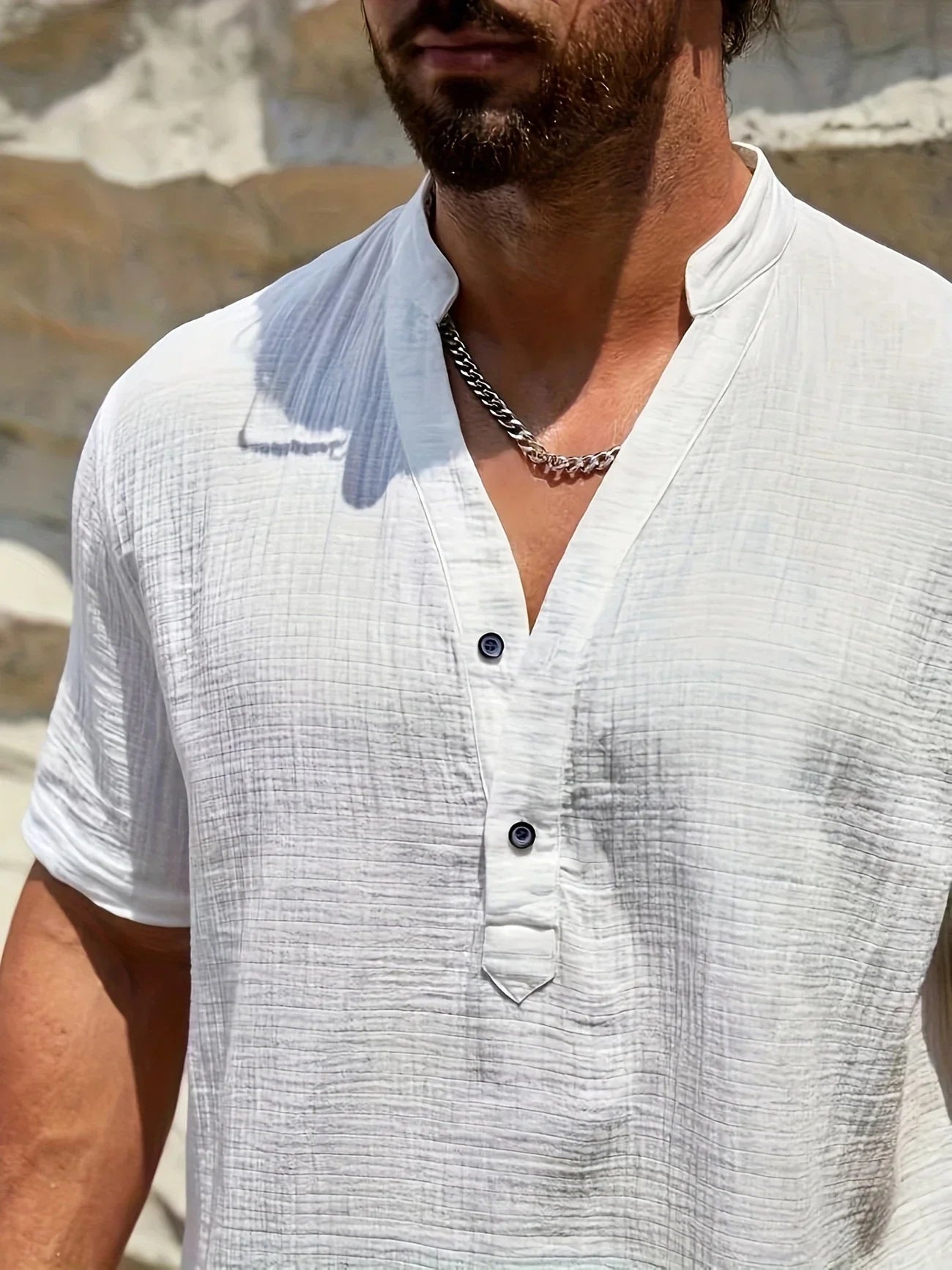Olivier – Elegante Zomeroverhemd met Opstaande Kraag