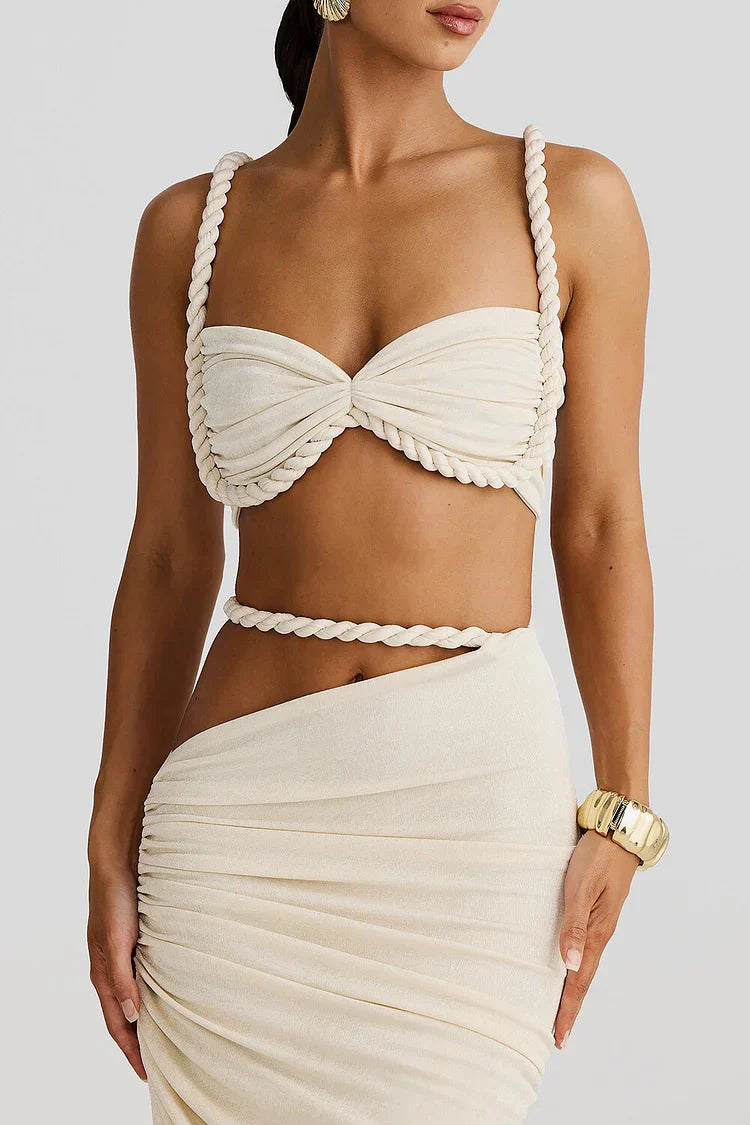 Tweedelige Set met Cut-Out en Gerimpelde Maxi-Rok