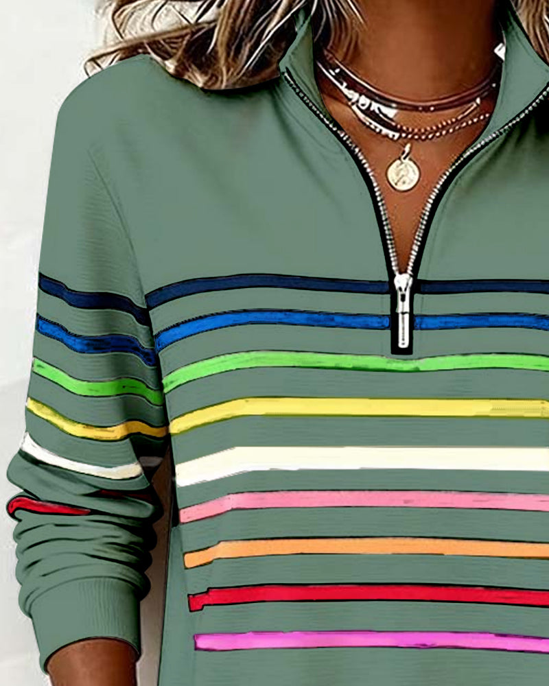 Vienna – Regenbooggestreepte Zip-sweatshirt