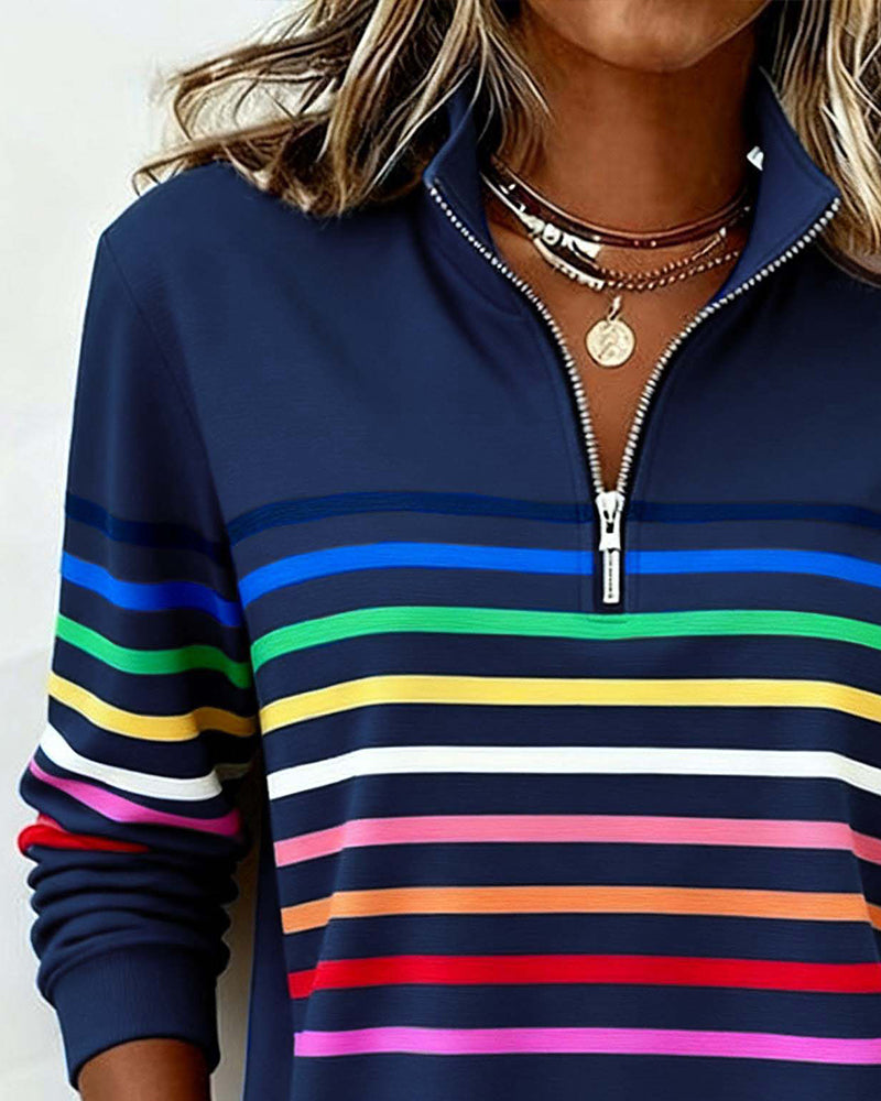Vienna – Regenbooggestreepte Zip-sweatshirt