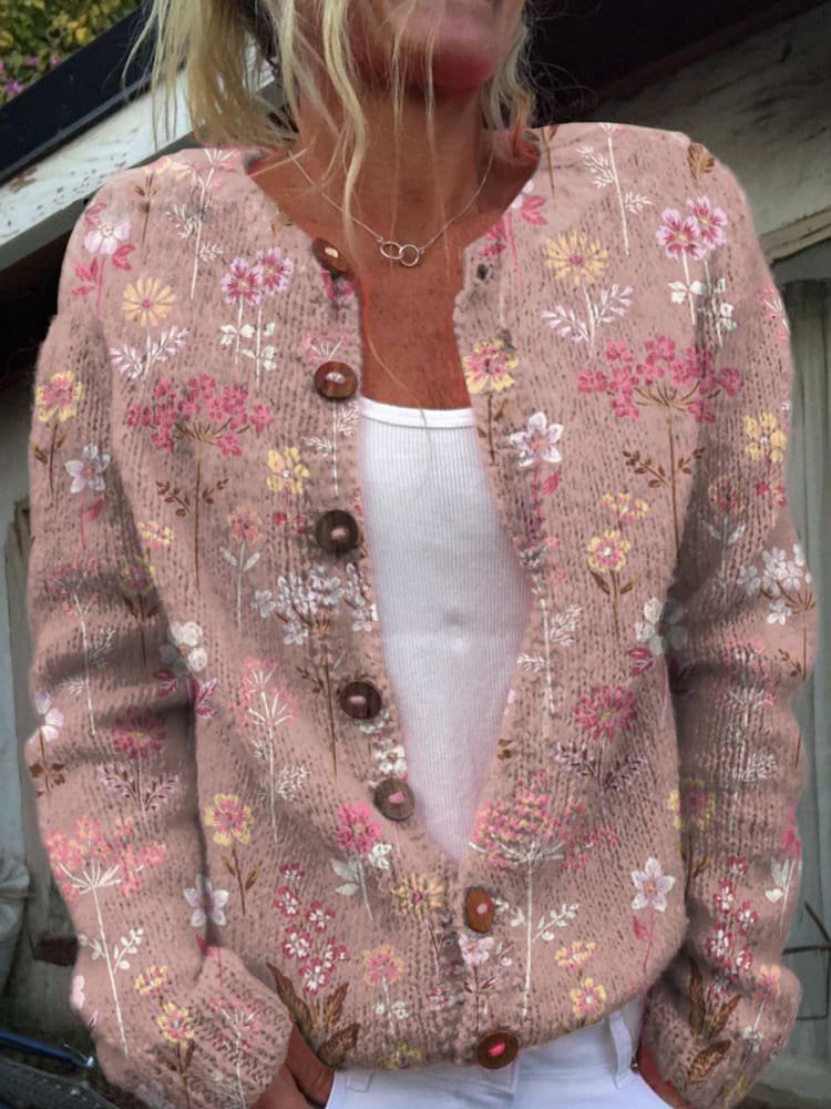Eva | Gebreid vest met bloemenmotief