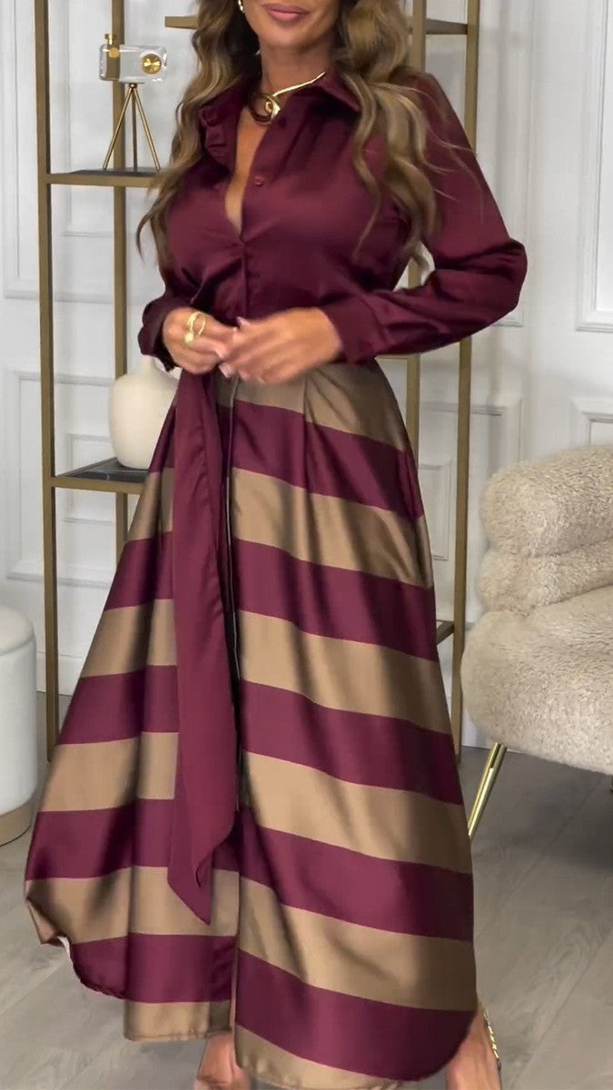 Isabelle - Unieke Maxi Jurk met V-hals en Lange Mouwen