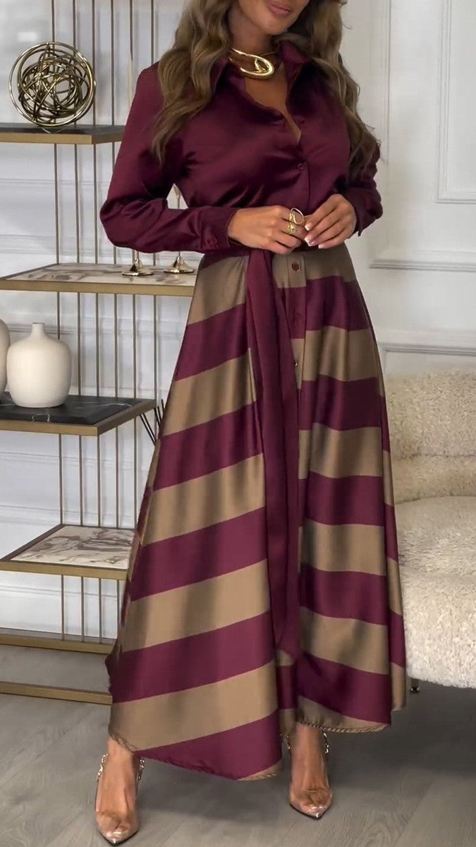 Isabelle - Unieke Maxi Jurk met V-hals en Lange Mouwen