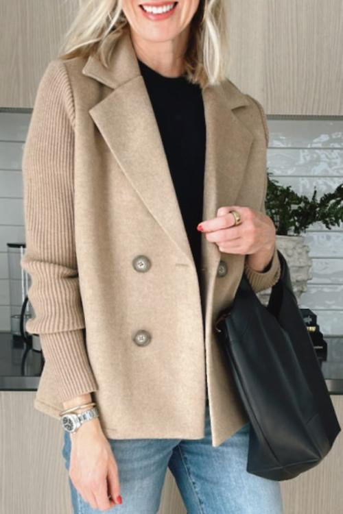 Lenora™ | Elegante Blazer met Gebreide Mouwen