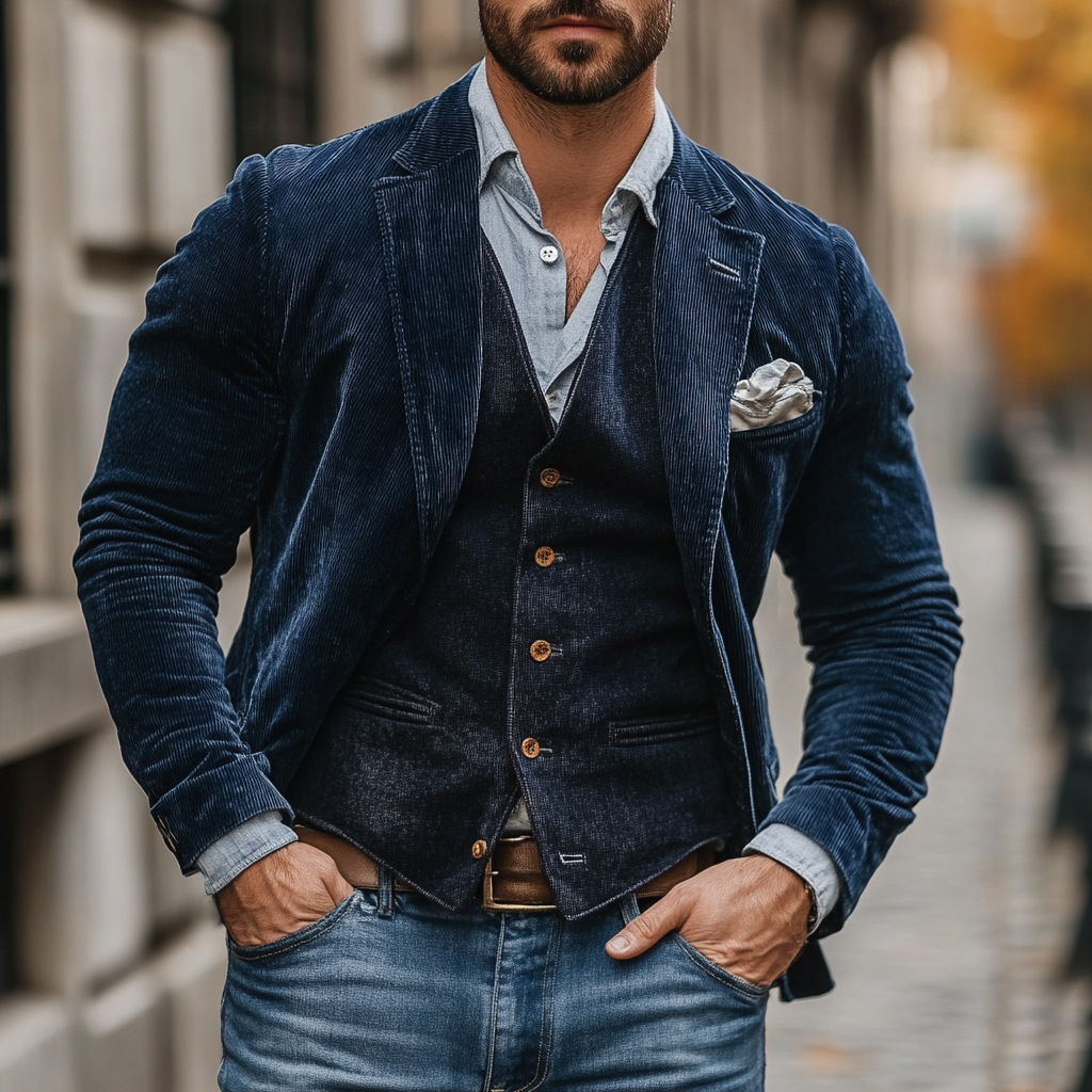 STEVAN | ELEGANTE VINTAGE BLAZER EN GILET SET