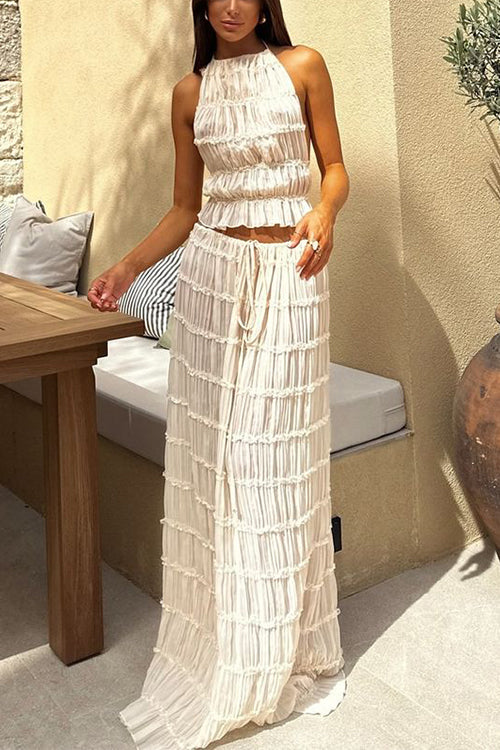 Ruches Halter Crop Top & Maxi Rok Set