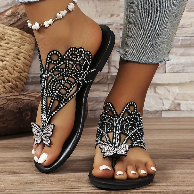Rosalia – Elegante Leren Sandalen met Vlinderversiering
