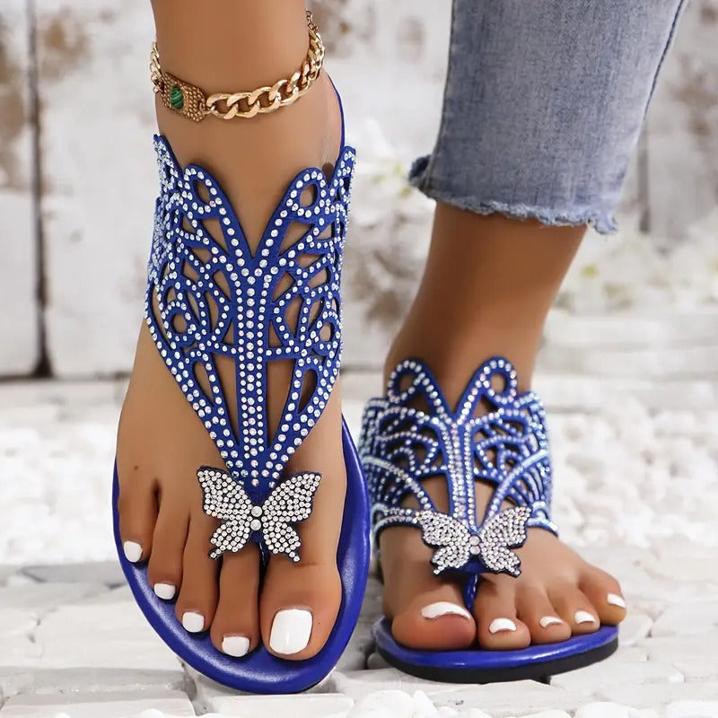 Rosalia – Elegante Leren Sandalen met Vlinderversiering