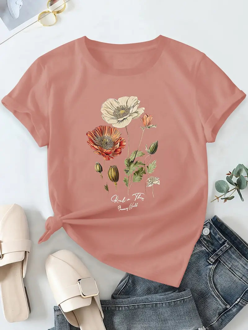 Falina – Top met Korte Mouwen en Bloemenprint