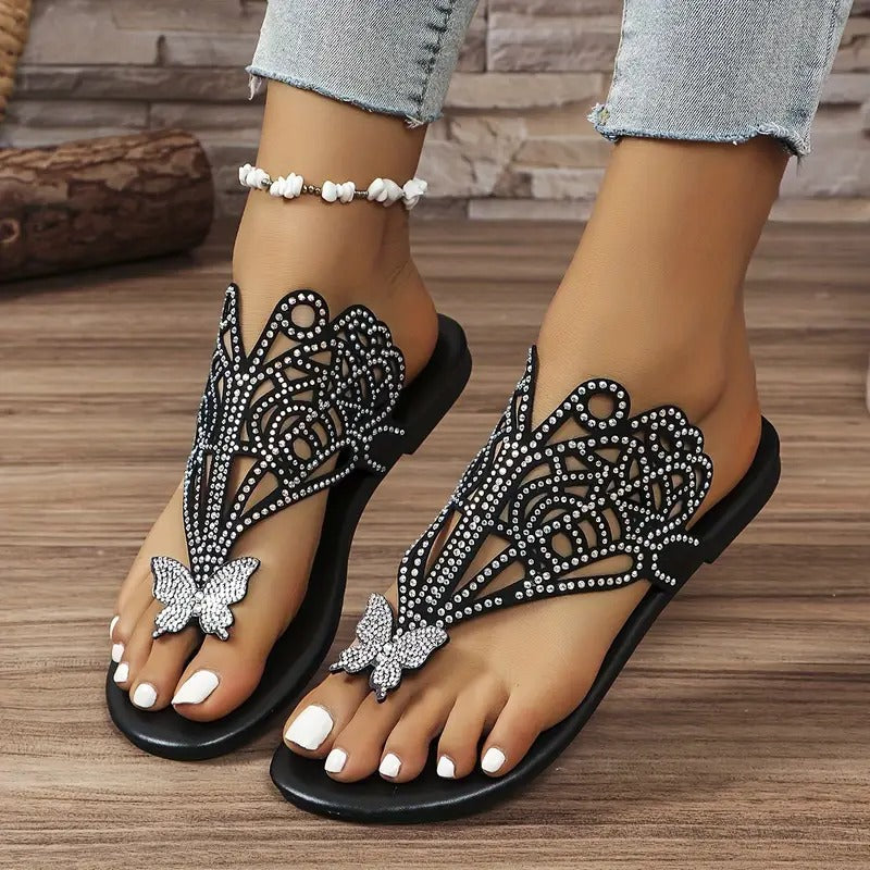 Rosalia – Elegante Leren Sandalen met Vlinderversiering