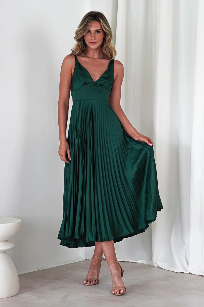 Valentina - Geplooide V-Hals Maxi Jurk
