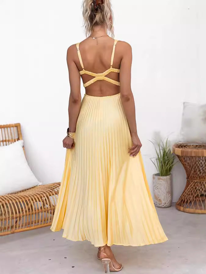 Valentina - Geplooide V-Hals Maxi Jurk